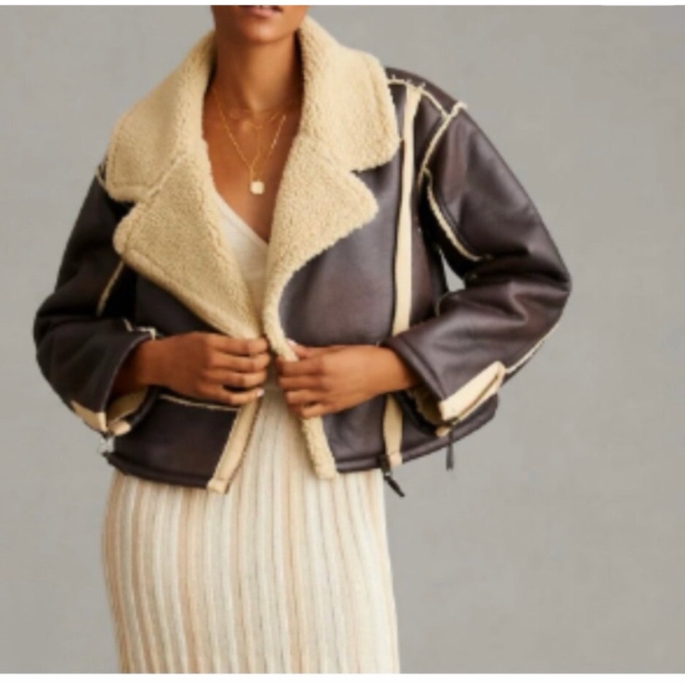 Anthropologie Pilcro Women's Shearling Lined Brown Jacket